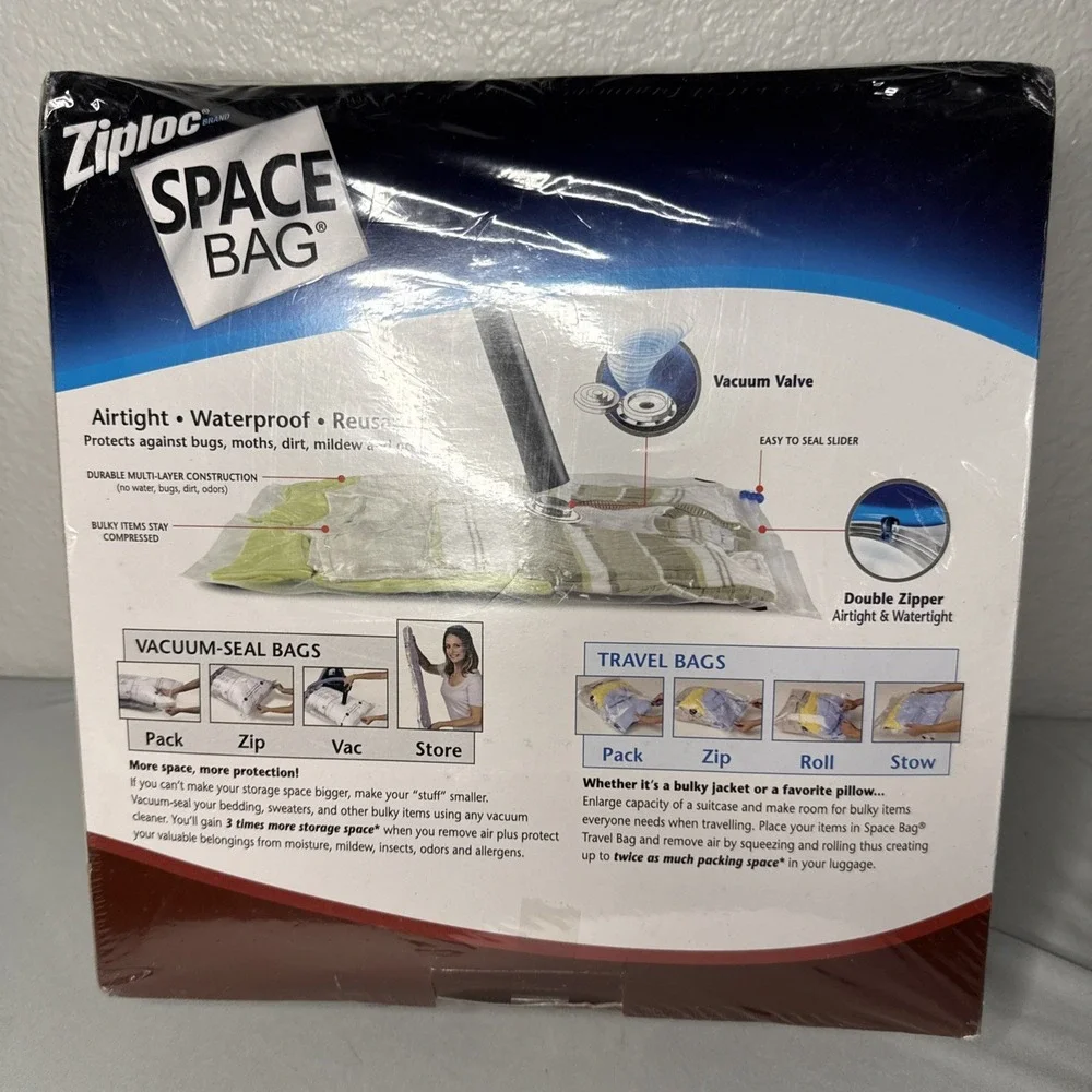 New Ziploc Vacuum Seal Space Bag Variety Pack of 12 (Sizes: M, L, XL, Suitcase)